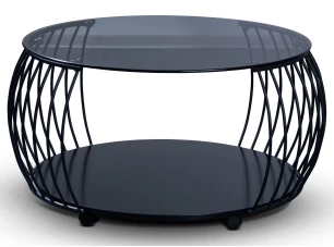 Kulatý konferenční stolek Shanghai, 80 cm, černý/šedý