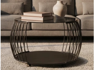 Kulatý konferenční stolek Shanghai, 80 cm, černý/šedý