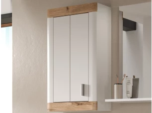 Závěsná koupelnová skříňka Laredo, 45 cm, bílá/dub nox