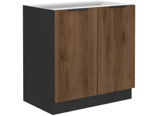 Dolní kuchyňská skříňka Monza, 80 cm, ořech/černá