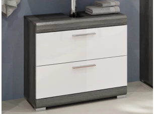 Koupelnová skříňka pod umyvadlo Scout, šedý dub/bílá lesk, zásuvky