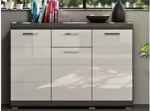 Komoda se šuplíkem Scout, 120 cm, šedý dub/bílá lesk