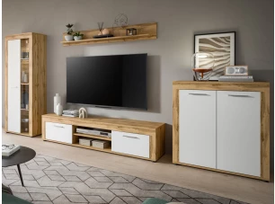 Obývací stěna Jana, dub wotan/bílá