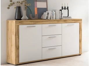 Komoda se zásuvkami Jana, 125 cm, dub wotan/bílá