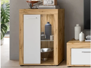 Stojací/závěsná vitrína Jana, 60 cm, dub wotan/bílá