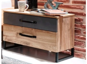 Set nočních stolků (2 ks) Detroit, prkenný dub/antracitová ocel