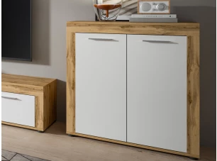 Komoda 2dveřová Jana, 80 cm, dub wotan/bílá