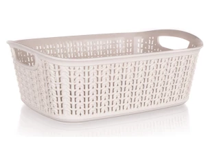 Úložný košík 3 l, krémový, ratanový vzhled
