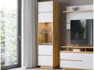 Vysoká vitrína Foggia, 59 cm, dub artisan/bílá