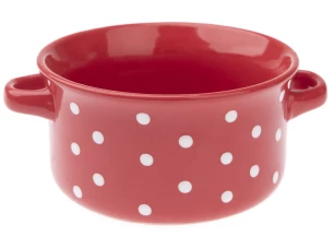 Miska chalupářská s puntíky, 770 ml, červená