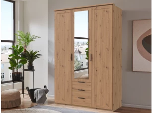 Šatní skříň Nadja, 135 cm, dub artisan/zrcadlo