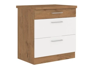 Dolní kuchyňská skříňka Vigo 80D3S,dub lancelot/bílý lesk, šířka 80 cm