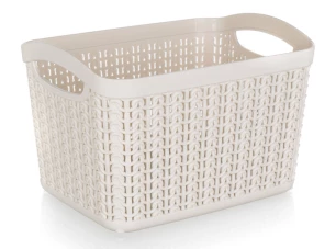 Úložný košík 3,3 l, krémový, ratanový vzhled