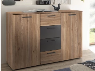 Komoda se šuplíky Aschau, dub mauvella/grafit