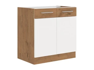 Kuchyňská dřezová skříňka Vigo, dub lancelot/bílý lesk, šířka 80 cm