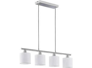 Závěsné stropní osvětlení Tommy, 4 svítidla, nikl/bílá látka