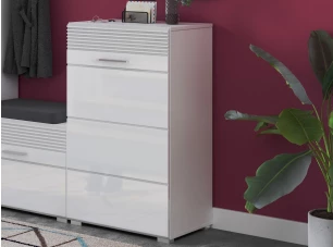 Předsíňová skříňka/botník Linus, bílá lesk