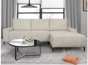 Rohová sedačka Aarnus,krémová strukturovaná látka, pravý roh