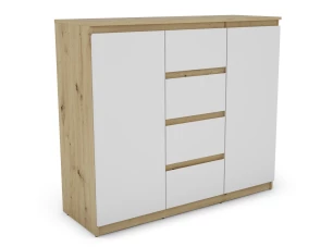 Široká komoda se 4 zásuvkami Carlos, dub artisan/bílá, 120 cm