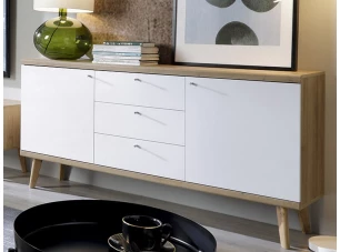 Široká komoda Primo, dub riviera/bílá