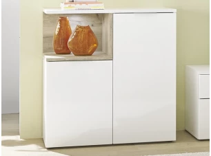 Skříňka s osvětlením Beatrix, bílá lesk/dub viking