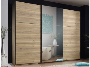 Šatní skříň se zrcadlem Bravo, 270 cm, dub mauvella