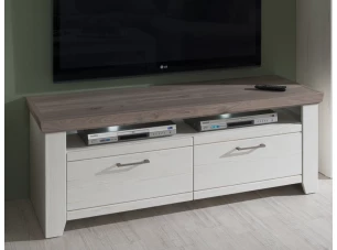 TV skříňka Cruz, bělená pinie/šedý dub