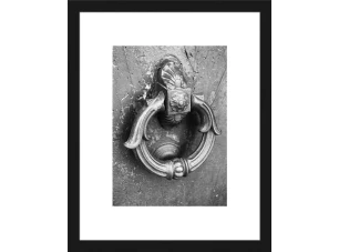 Rámovaný obraz Klepadlo na dveře 24x30 cm, černobílý