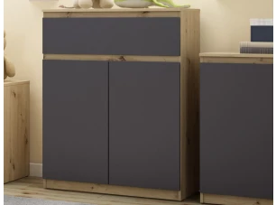 Skříňka se šuplíkem Carlos, dub artisan/grafit, 80 cm