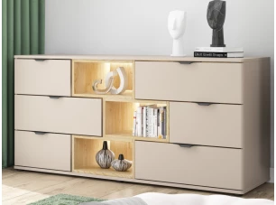 Komoda se zásuvkami Avola, 160 cm, béžová kašmír/dub cremona