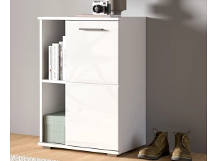 Skříňka s přihrádkami/botník Prego, 55 cm, bílá lesk