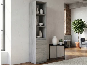 Regál s dvířky Carlos, šedý beton, šířka 40 cm