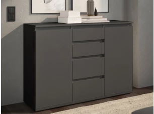 Komoda se 4 šuplíky Brest, 119 cm, antracitová