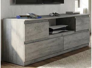 TV skříňka Carlos, šedý beton, šířka 140 cm