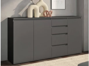 Široká komoda se šuplíky Brest, 160 cm, antracitová