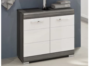 Koupelnová skříňka pod umyvadlo Scout, šedý dub/bílá lesk, 2 dveře