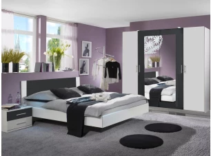 Sestava ložnice Nora 160x200 cm, bílá/grafitová