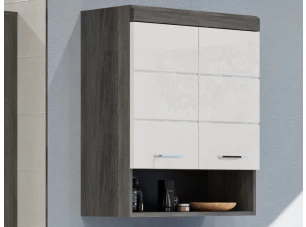 Nástěnná skříňka Scout, šedý dub/bílá lesk