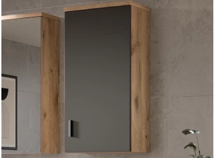 Závěsná koupelnová skříňka Grado, dub nox/šedá