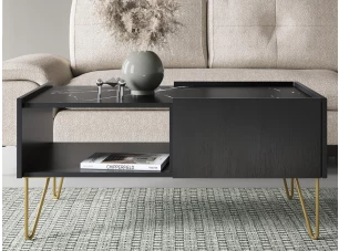 Konferenční stolek se zásuvkami Harmony, černý/černý mramor