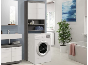 Úložná skříňka nad pračku Scout, šedý dub/bílá lesk