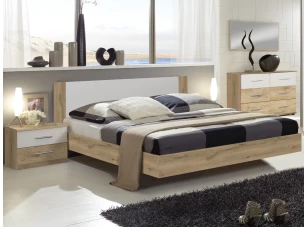 Postel s nočními stolky Nora 160x200 cm, prkenný dub/bílá