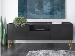 TV skříňka Harmony, černá/černý mramor