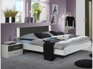 Postel s nočními stolky Nora 160x200 cm, bílá/grafitová