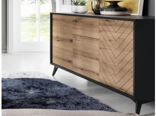 Široká komoda se zásuvkami Diamond, černá/dub