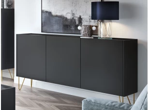 Široká skříňka Harmony, černá/černý mramor