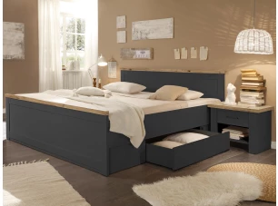 Postel s nočními stolky Locarno 180x200 cm, grafit/dub artisan