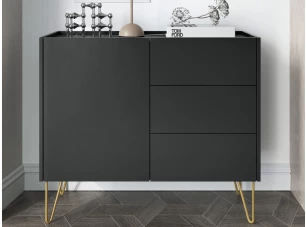 Komoda se šuplíky Harmony, černá/černý mramor