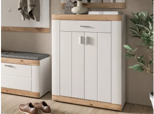 Skříňka s policemi/botník Laredo, bílá/dub nox