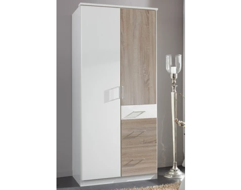 Šatní skříň bez zrcadla Click, 91 cm, bílá/dub sonoma